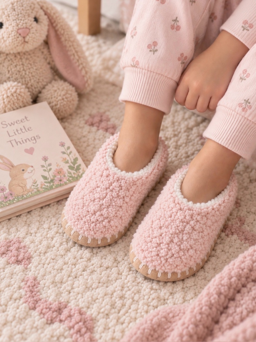 Girl’s NWT Little Lemon Apres Ski Bootie Slippers Pink 12-1 Non-Skid